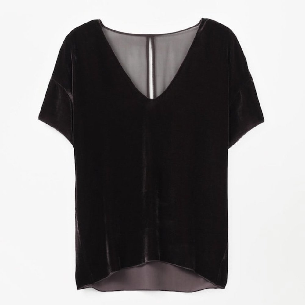 Babaton (Aritzia) - 'Connor' Black Velvet Blouse Top - size XS